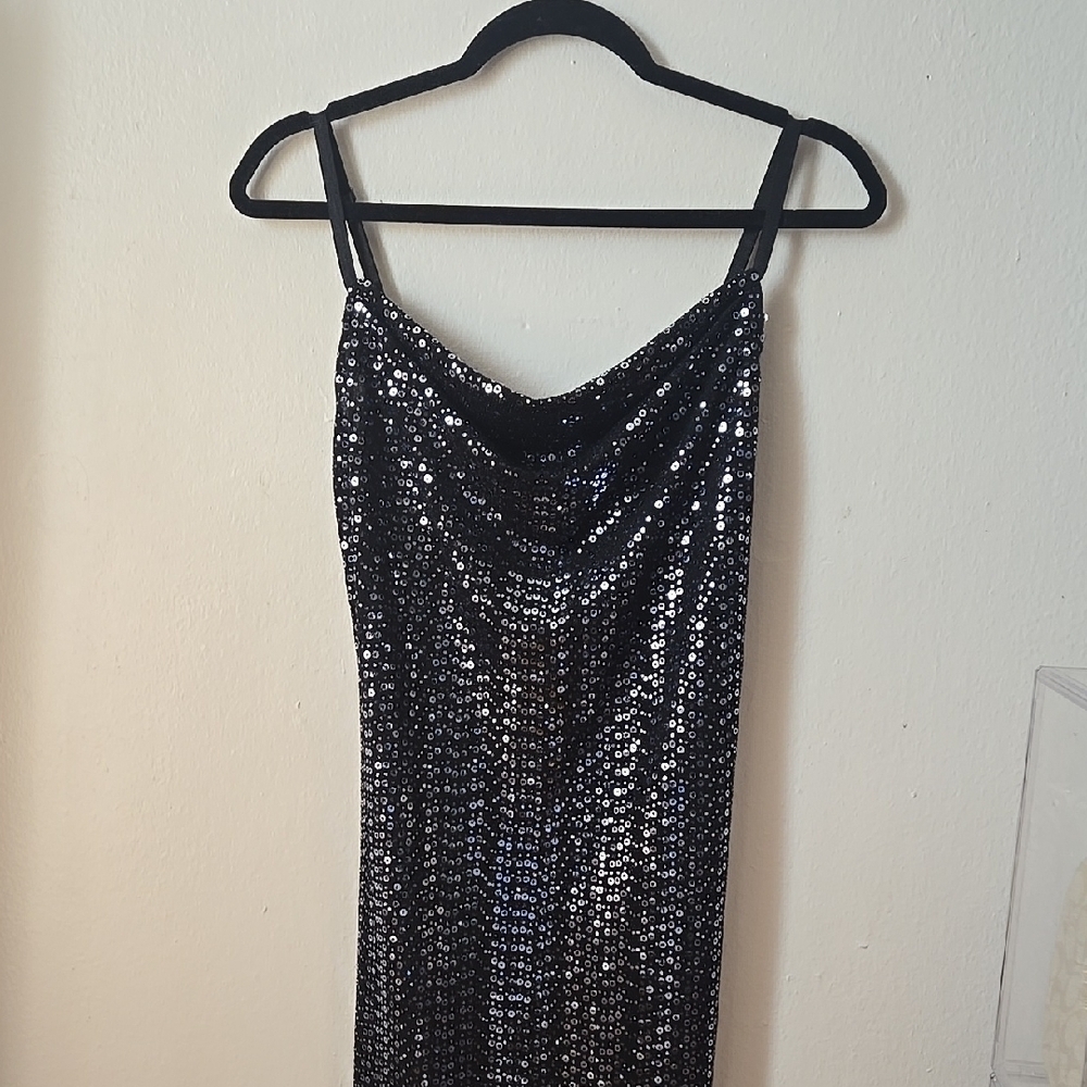 Bebe Sequin slip Black Dress
